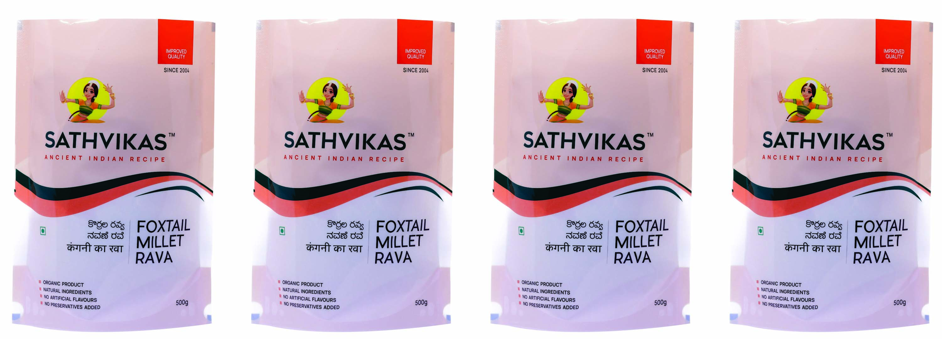 Sathvikas Korralu / Foxtail Millet Ravva (500 grams) Pack Of 4. 0